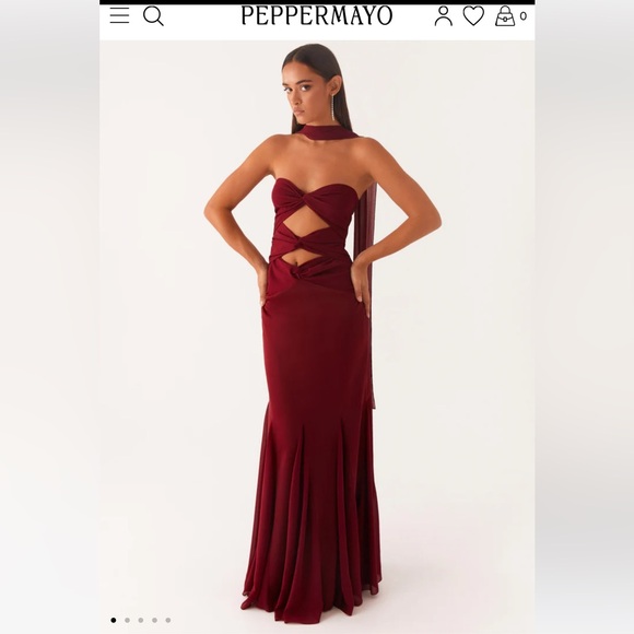 Peppermayo Dresses & Skirts - Peppermayo Melrose satin chiffon maxi dress red